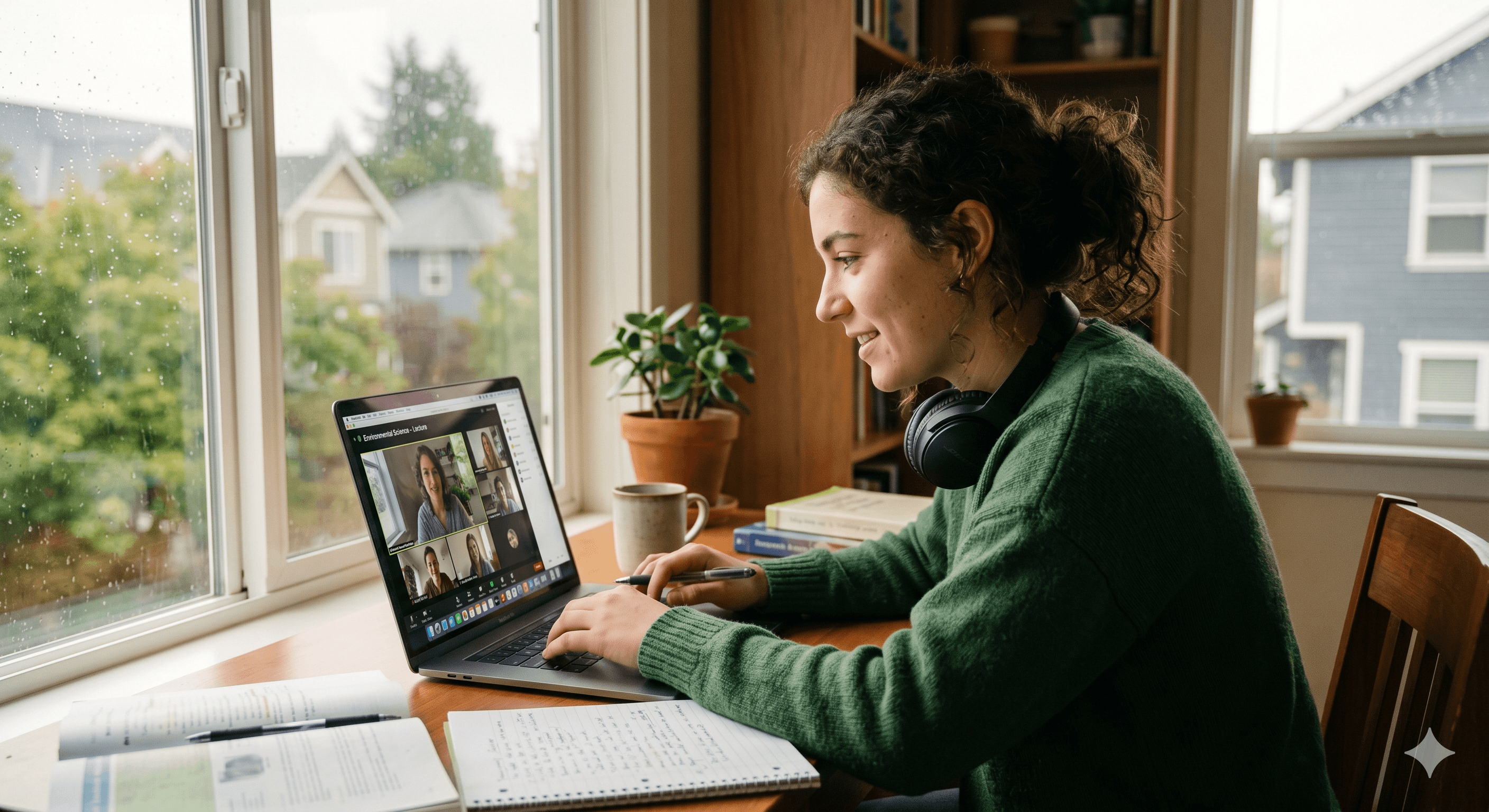 A British Online School student at her laptop