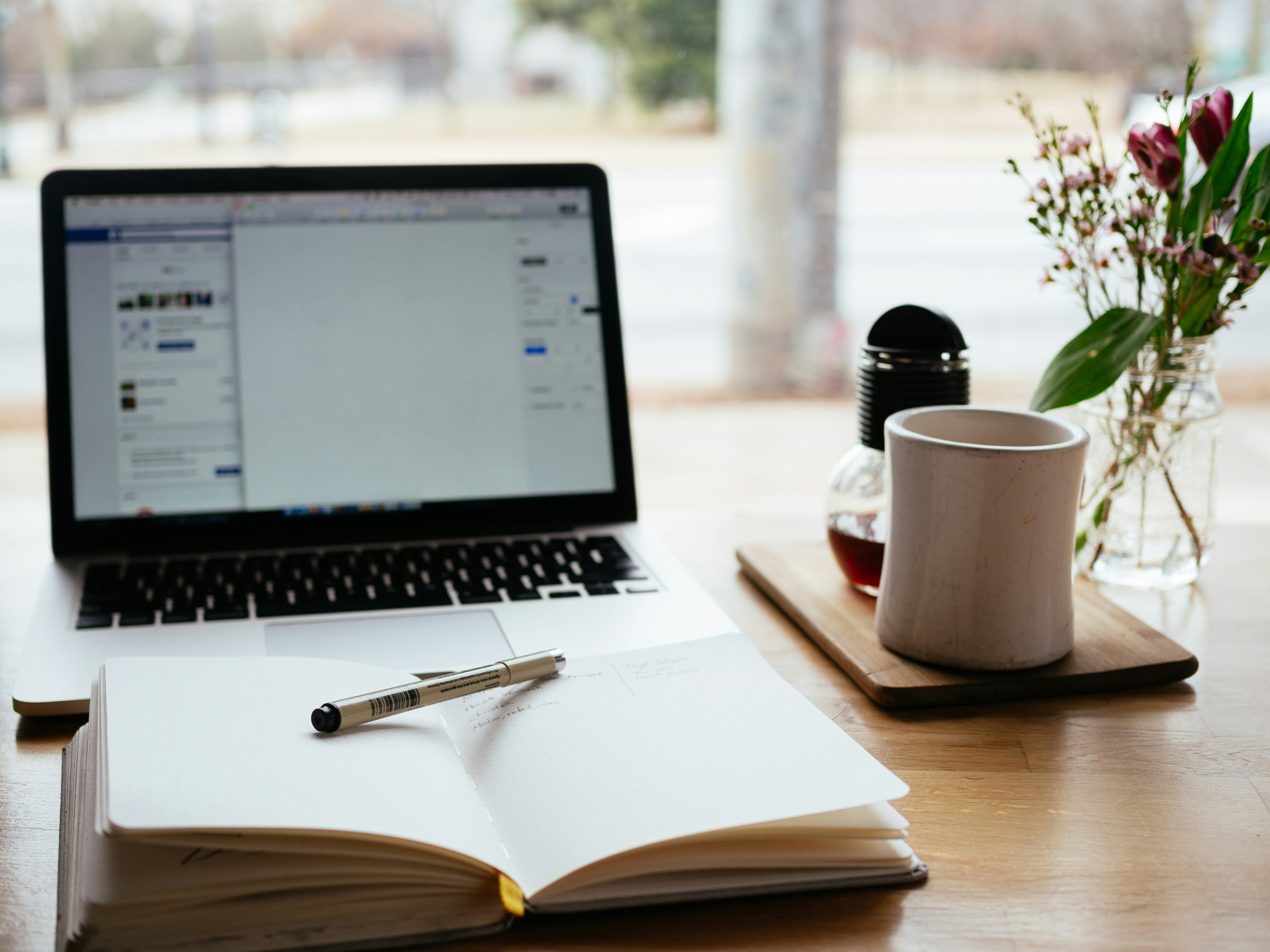 A student's desk set up for a day of live lessons